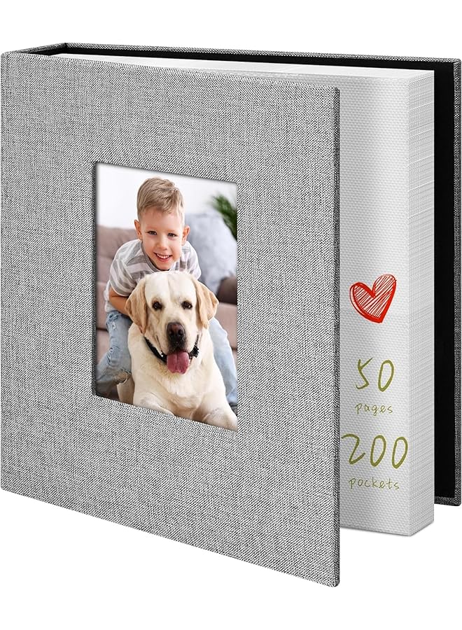 The Bros Photo Album 4x6 200 Pockets Photo Albums with Linen Cover Picture Albums for Family, Wedding, Baby, Photo Book Holds Vertical Pictures (Grey) - Image 1