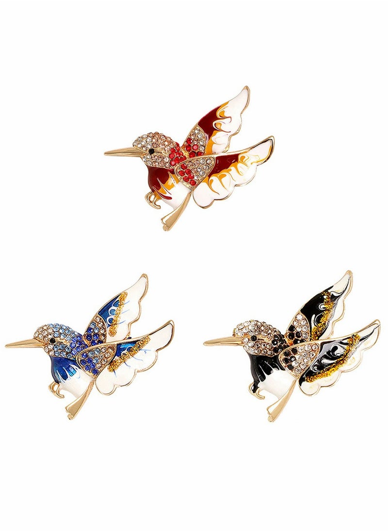 SYOSI - Brooch, Lapel Brooch, Rhinestone Hummingbird, Handmade Enamel Pins Cute Hummingbird Brooch, Premium Badge, Costume Hat Bag Decoration Accessories for Women Girls 3 Pcs - Image 1