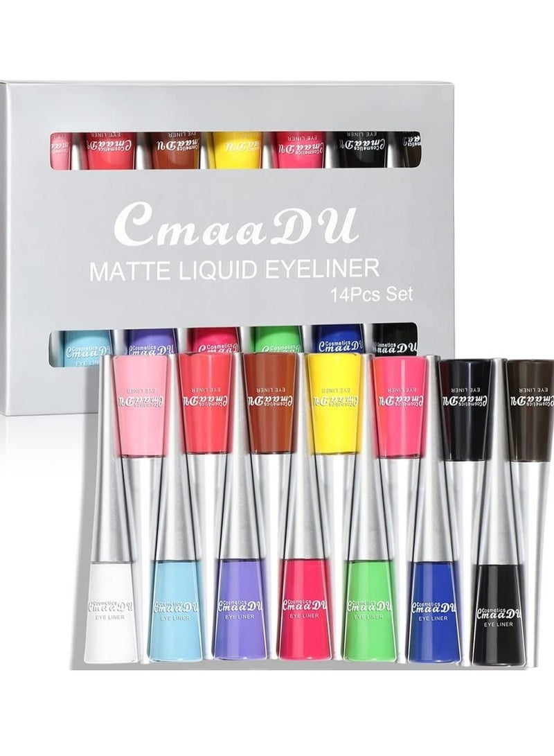 CmaaDu Matte Liquid Eyeliner 14 Pcs Set - Image 2