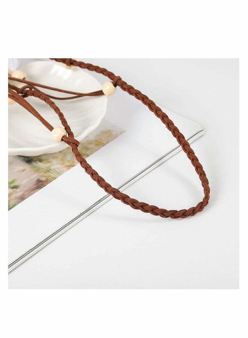 Excefore Feather Hairband Indian Gypsy Headband with White and Brown Feather Tassel Hemp Rope for Festival Masquerades Carnival Hippie Costume Indian Hair Feather Women's Hair Prom Accessories - Image 4