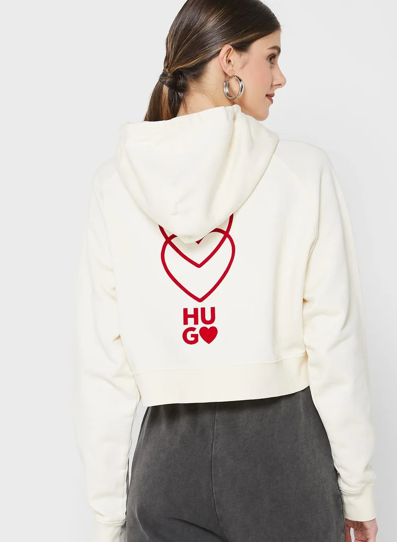 HUGO Drawstring Graphic Hoodie