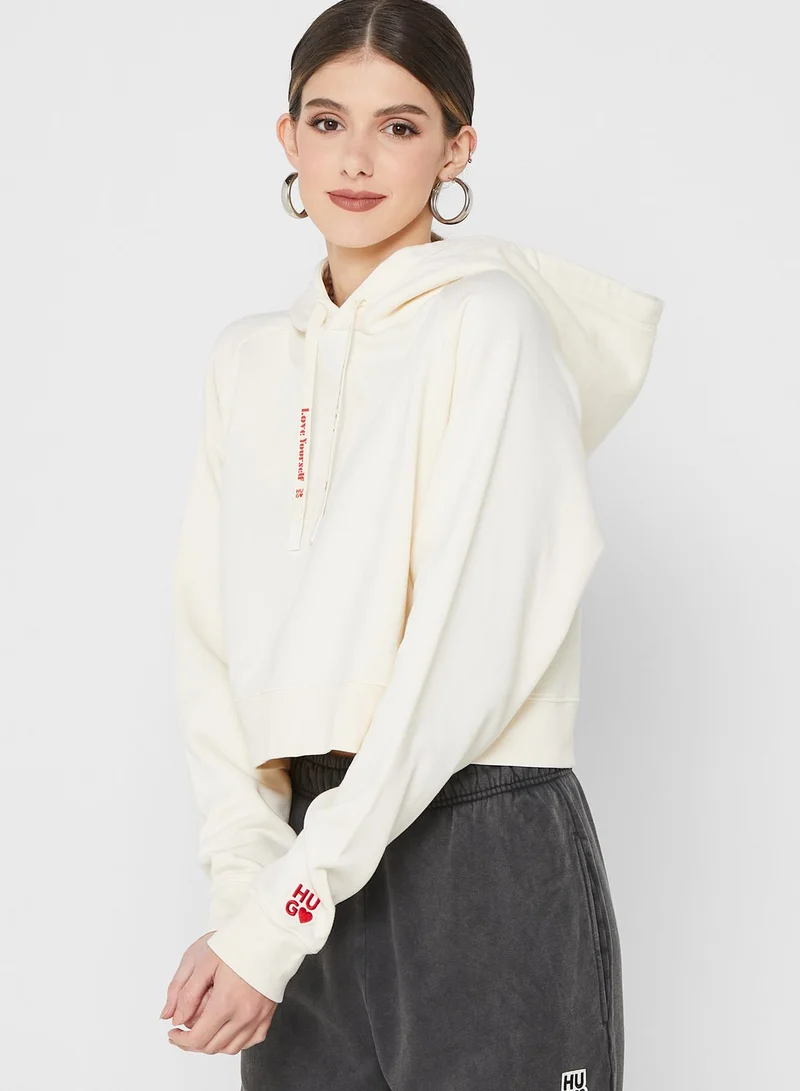 HUGO Drawstring Graphic Hoodie