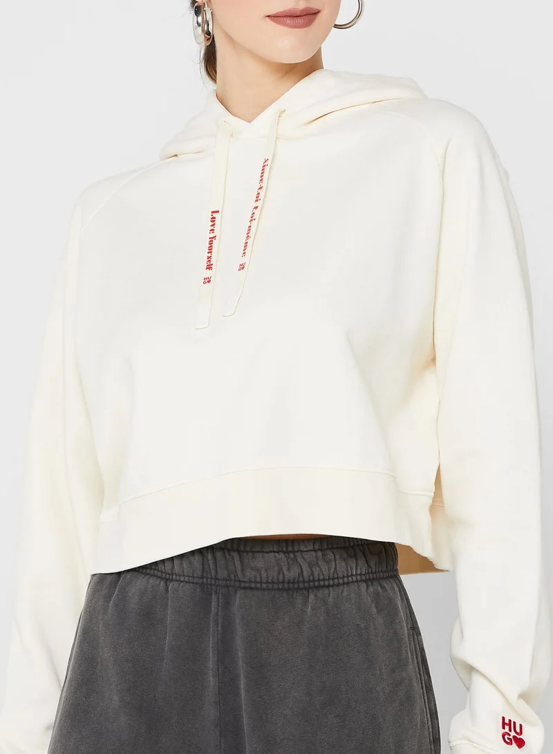 HUGO Drawstring Graphic Hoodie