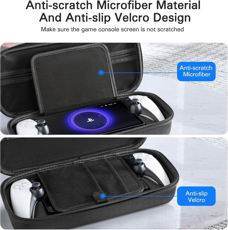 Carrying Case for Playstation Portal Remote Player Console, Portable Travel Handbag for PS5 Accessories Storage, with Split Silicone Protective Cover, Screen Protection & Thumb Caps -Black - Image 4