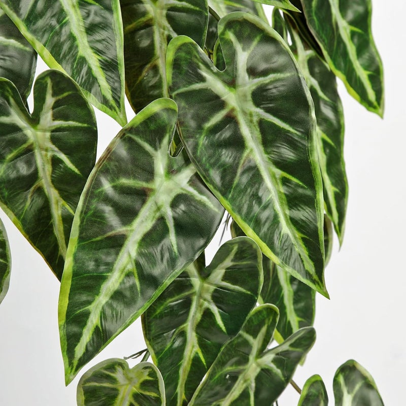 Briful 2PCS Artificial Hanging Plant Faux Alocasia Leaf Bush Fake Plants for Wall, Hanging Artificial Plants Fake Greenery for Home Kitchen Bathroom Shelf Decor - Image 3