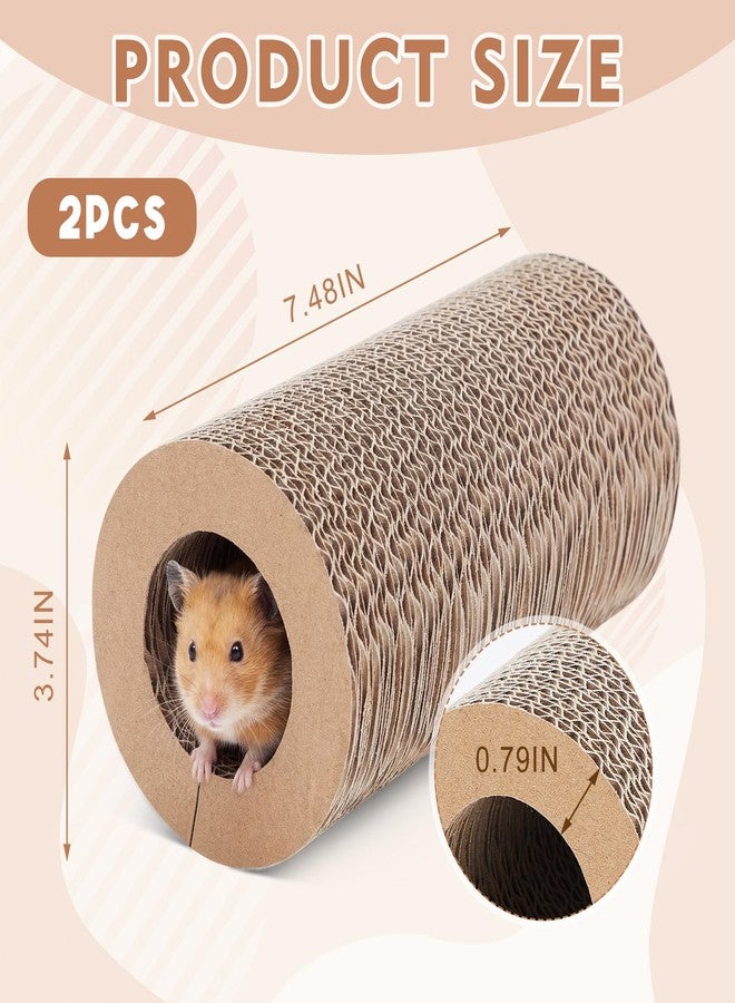 Dansydaisy 2 Pack Hamster Tunnel Tube Toy - 7.5" Natural Corrugated Cardboard Chew Toy & Hideout - Safe for Syrian Hamsters, Gerbils, Rats, Mice, Parrots, and Other Small Pets - Image 2