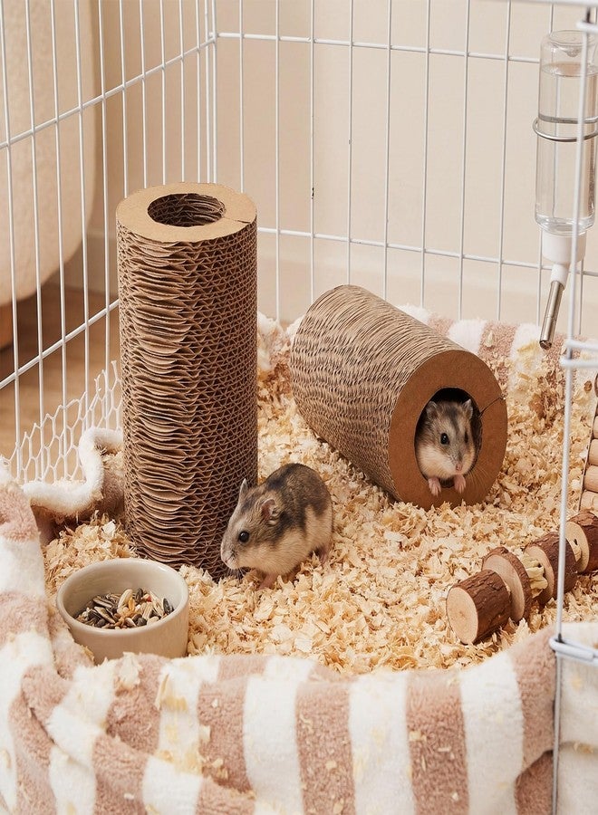 Dansydaisy 2 Pack Hamster Tunnel Tube Toy - 7.5" Natural Corrugated Cardboard Chew Toy & Hideout - Safe for Syrian Hamsters, Gerbils, Rats, Mice, Parrots, and Other Small Pets - Image 4