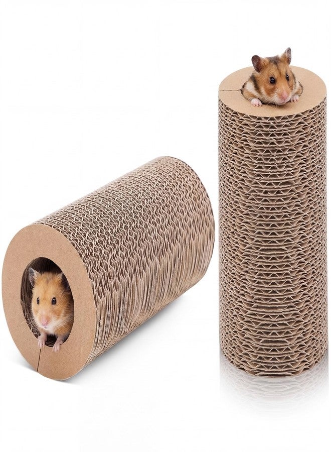 Dansydaisy 2 Pack Hamster Tunnel Tube Toy - 7.5" Natural Corrugated Cardboard Chew Toy & Hideout - Safe for Syrian Hamsters, Gerbils, Rats, Mice, Parrots, and Other Small Pets - Image 1