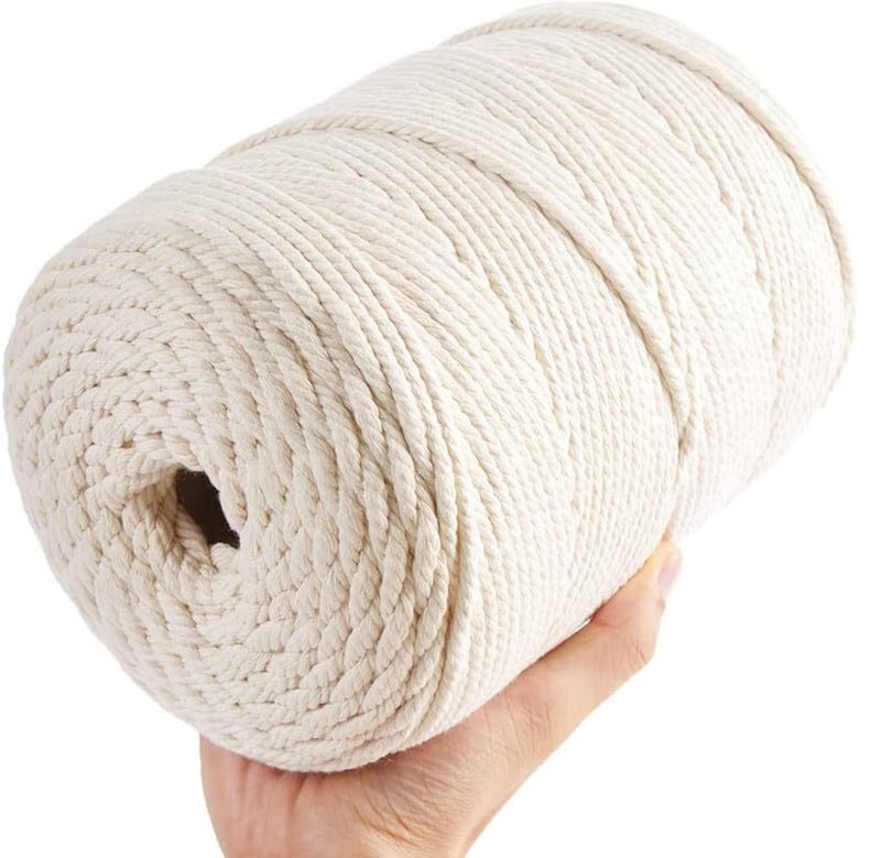LUCRE Compatible for Macrame Cord 3mm x 200 Meters Natural Soft Cotton Cord for Plant Hanger Wall Hanger Dreamcatcher M No 14 - Image 1