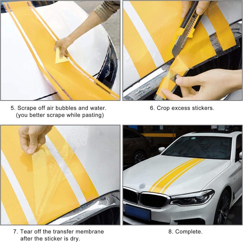 BPA Car Hood Stripe Sticker - White Racing Decal - Image 4