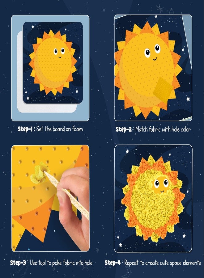 jackinthebox Poke Poke Art for Kids - SpaceTheme Dress Decorations Like Sun, Star, Rocket, Astronaut, Planet, Alien Mess-Free Sewing Art for Kids, Gift for Girls and Boys Ages 4 5 6 7 8 - Image 5