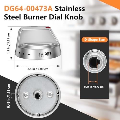 LONGADS DG64-00473A Burner Control Dial Knob Range Oven Replacement Compatible with Samsung Gas Stove Knob NX58H5600SS NX58F5700WS NX58H5650WS NX58J7750SS NX58M6850SS （5pcs）. - Image 3