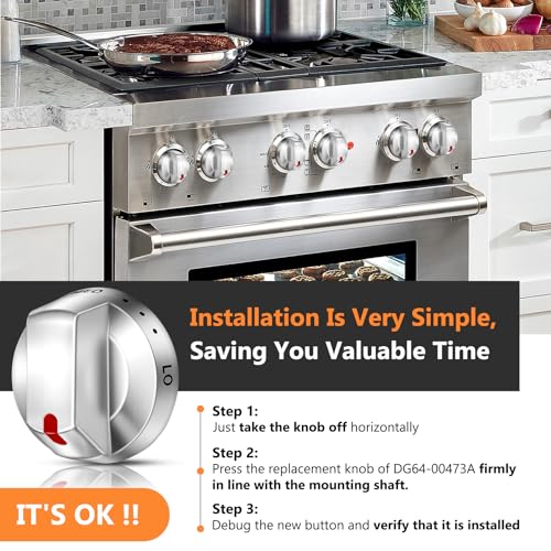 LONGADS DG64-00473A Burner Control Dial Knob Range Oven Replacement Compatible with Samsung Gas Stove Knob NX58H5600SS NX58F5700WS NX58H5650WS NX58J7750SS NX58M6850SS （5pcs）. - Image 4