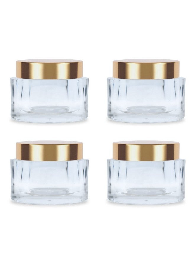 Myoc Empty Transparent Oval Acrylic San Jars With Golden Caps For Lip Balm, Lip Scrub, Creams, Pigments, Leakproof, Reusable Cosmetic Container For Makeup & Diy Beauty Products - 15Gm(Pack Of 4) - Image 1