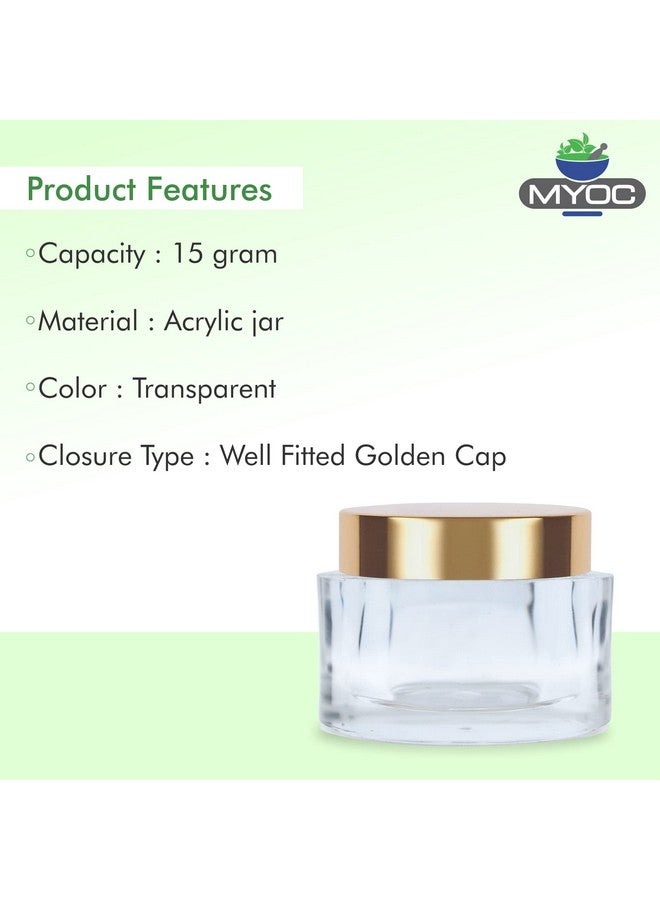 Myoc Empty Transparent Oval Acrylic San Jars With Golden Caps For Lip Balm, Lip Scrub, Creams, Pigments, Leakproof, Reusable Cosmetic Container For Makeup & Diy Beauty Products - 15Gm(Pack Of 4) - Image 2