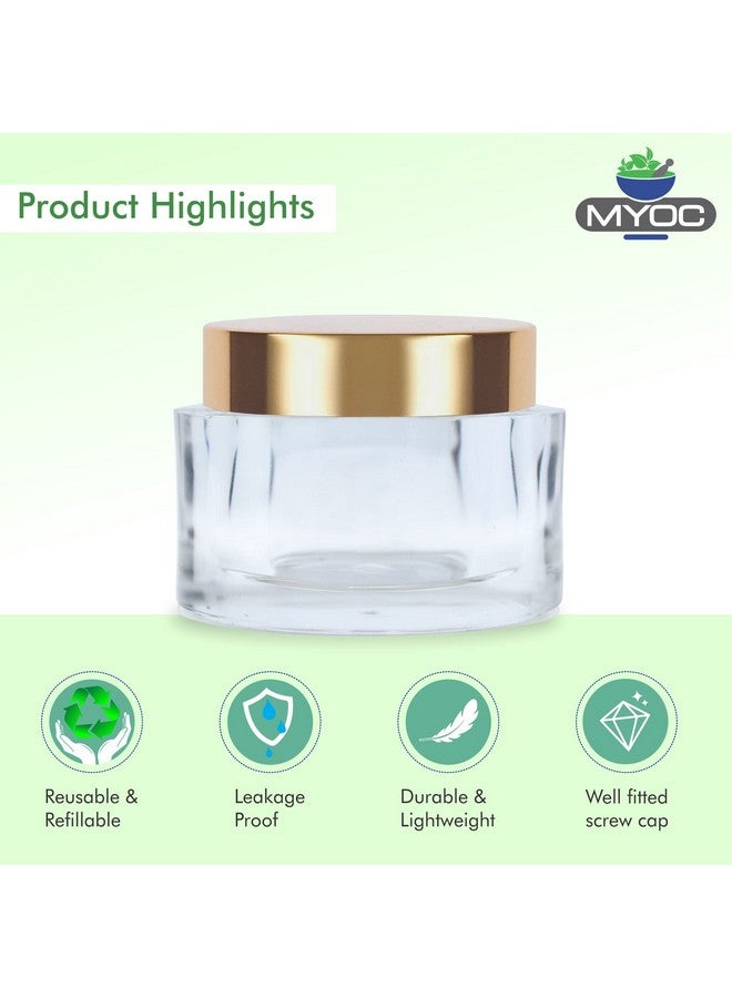Myoc Empty Transparent Oval Acrylic San Jars With Golden Caps For Lip Balm, Lip Scrub, Creams, Pigments, Leakproof, Reusable Cosmetic Container For Makeup & Diy Beauty Products - 15Gm(Pack Of 4) - Image 3