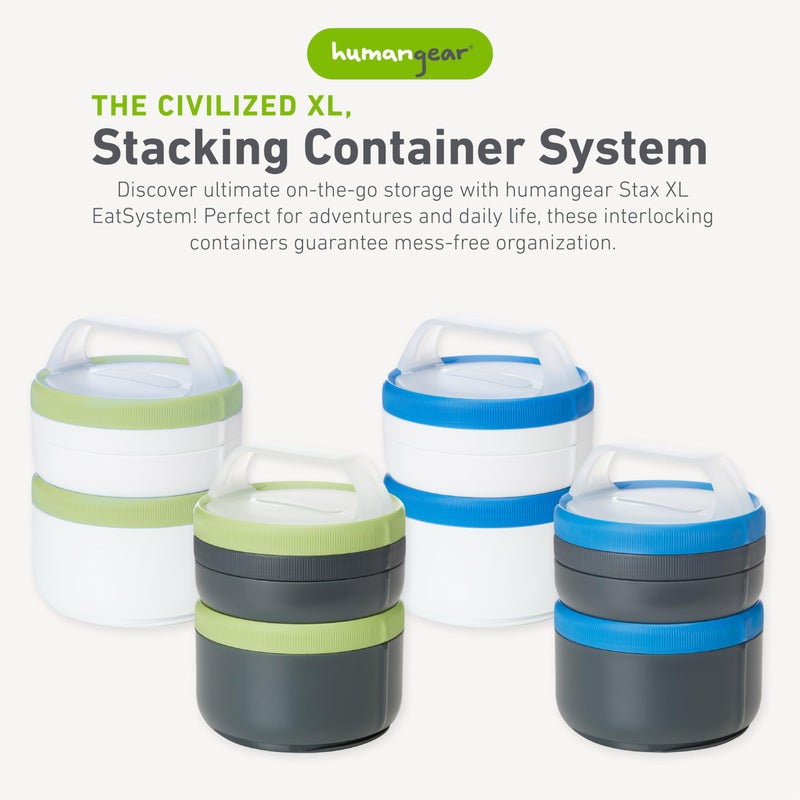humangear STAX XL/Eat System | Modular Storage Container | Extra Large Stacking Container | BPA-Free, PC-Free, Phthalate-Free, Gray/Blue - Image 2