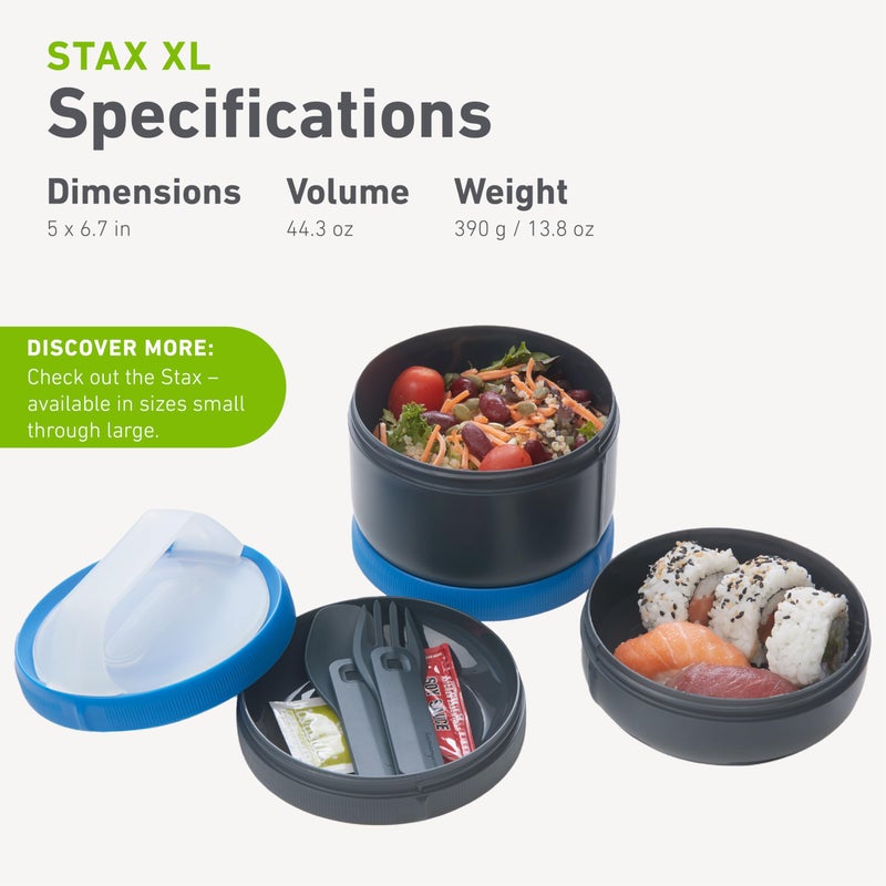 humangear STAX XL/Eat System | Modular Storage Container | Extra Large Stacking Container | BPA-Free, PC-Free, Phthalate-Free, Gray/Blue - Image 5