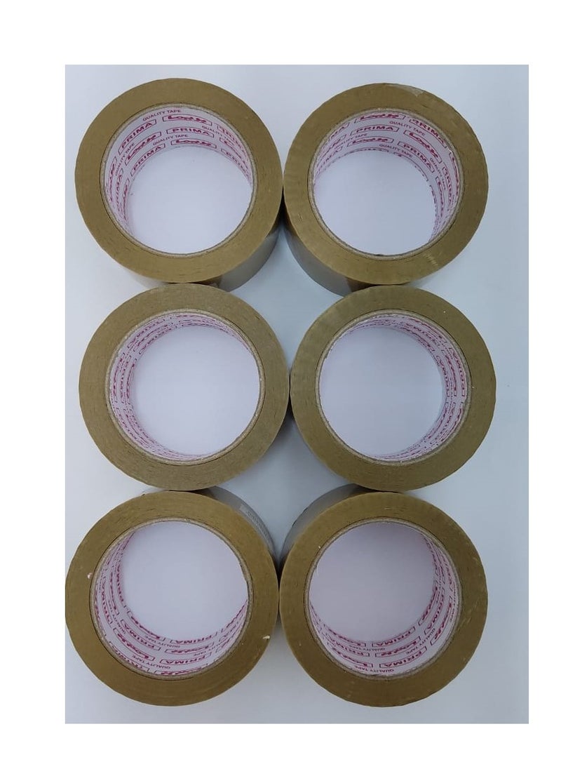 PRIMA Packing Tape Brown Strong Adhesive 6 Pieces 48mm 100 Yards 92 Meter Long Each Piece  - Image 3