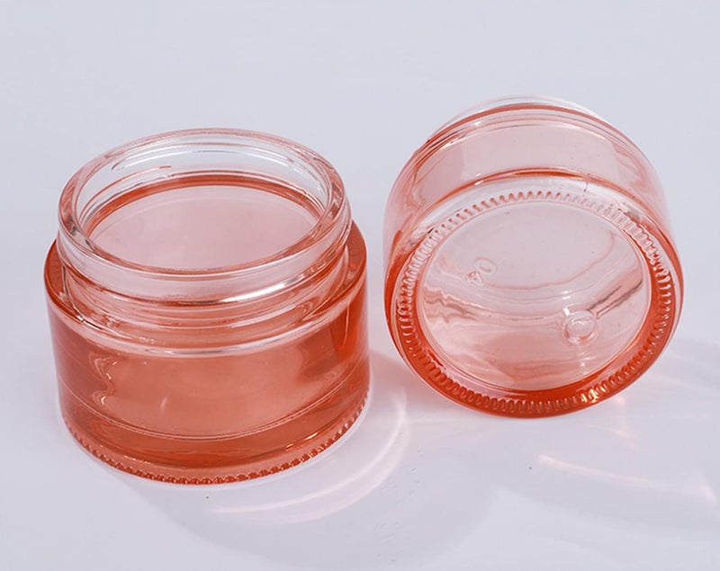 Healthcom 10 Packs 10 Gram10ml Empty Jars Pink Glass Cosmetic Jar Pot Bottles with Rose Gold Lids Refillable Cosmetic Container Eye Cream Jar Pot Vials for Makeup Lotion Face Eyeshadow Lip Balms - Image 3