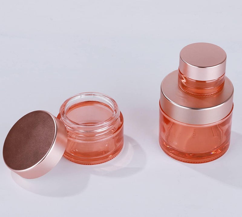 Healthcom 10 Packs 10 Gram10ml Empty Jars Pink Glass Cosmetic Jar Pot Bottles with Rose Gold Lids Refillable Cosmetic Container Eye Cream Jar Pot Vials for Makeup Lotion Face Eyeshadow Lip Balms - Image 5