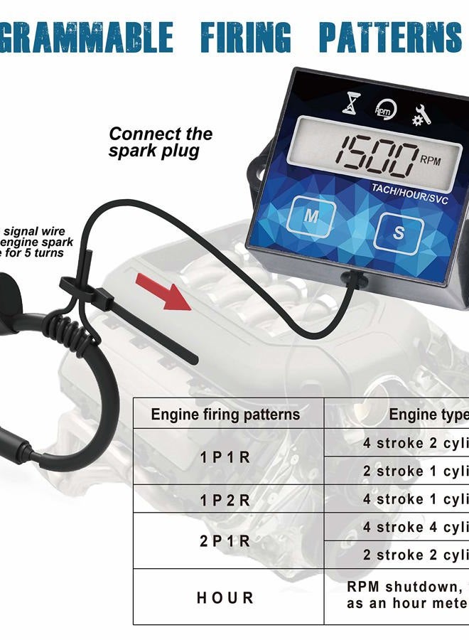 Runleader Digital Hour Meter Tachometer, Maintenance Reminder, Battery able, User Shutdown, Use for ZTR Lawn Mower Tractor Generator Marine Outboard ATV (HM011F) - Image 4