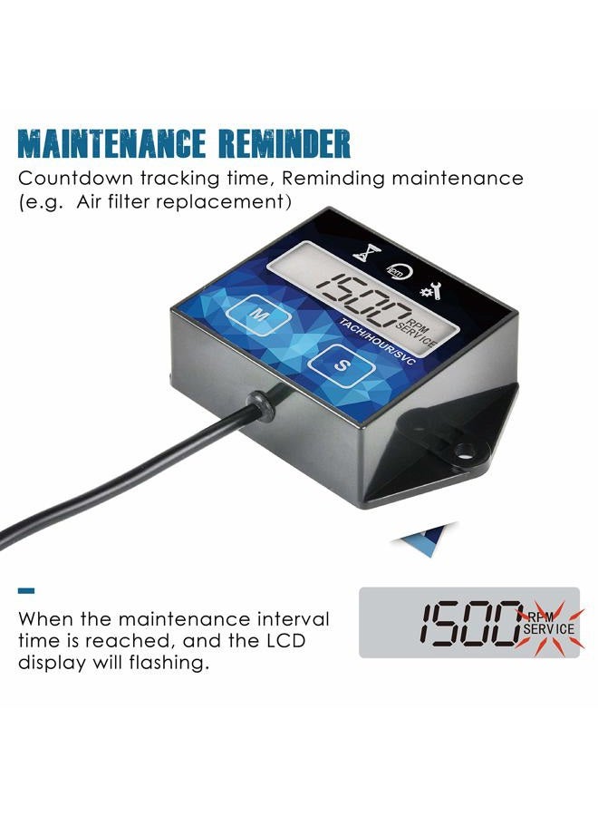 Runleader Digital Hour Meter Tachometer, Maintenance Reminder, Battery able, User Shutdown, Use for ZTR Lawn Mower Tractor Generator Marine Outboard ATV (HM011F) - Image 3