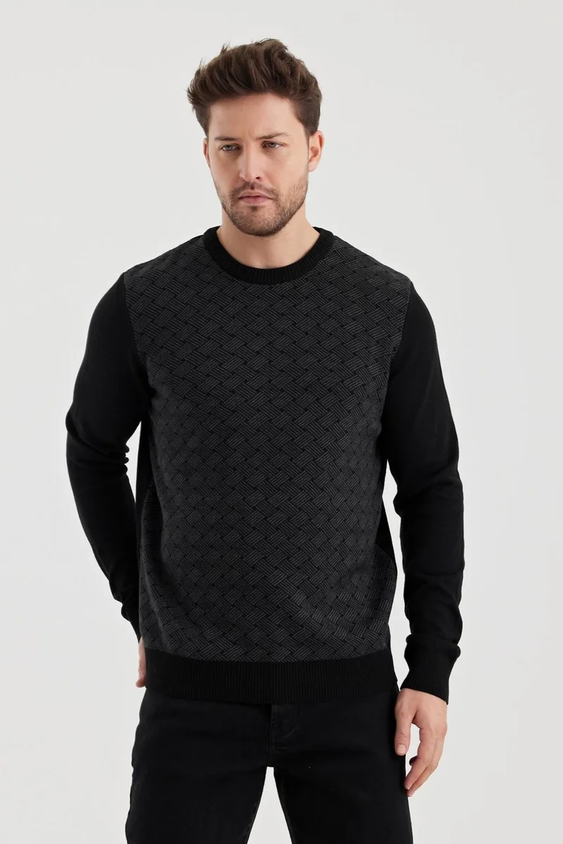 الكسندر جاردي Alexandergardi Crew Neck Patterned Regular Fit Sweater (E24-EZE-01)