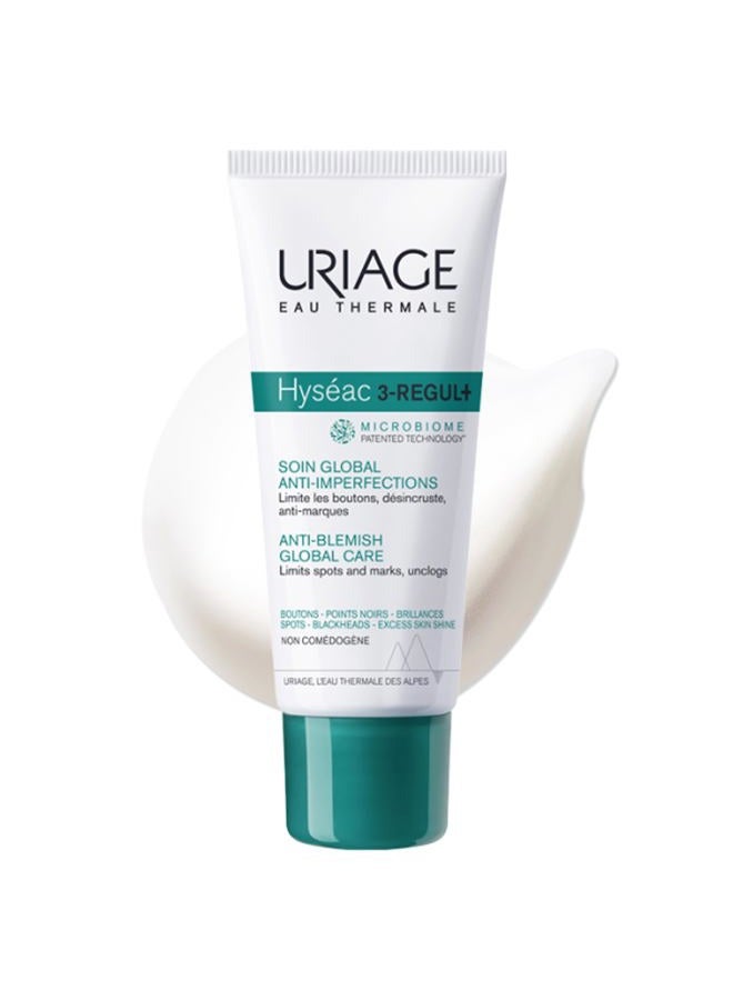 Uriage هايسياك 3-ريجول+ | مرطب للوجه للبشرة الدهنية المعرضة لحب الشباب. التحكم في البثور، البقع، الرؤوس السوداء والعيوب. كريم وجه يومي مع حمض الساليسيليك، AHA والزنك، لبشرة صافية، 1.35 - Image 1