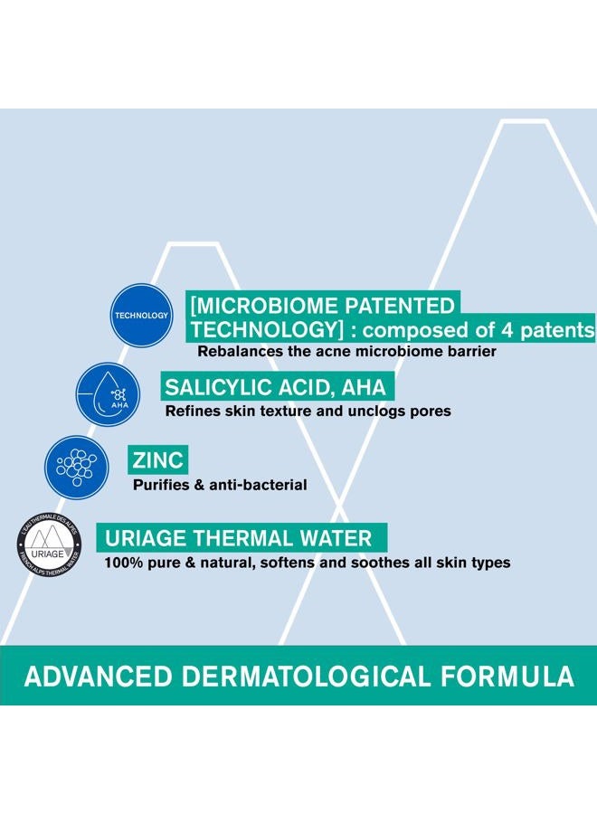 Uriage هايسياك 3-ريجول+ | مرطب للوجه للبشرة الدهنية المعرضة لحب الشباب. التحكم في البثور، البقع، الرؤوس السوداء والعيوب. كريم وجه يومي مع حمض الساليسيليك، AHA والزنك، لبشرة صافية، 1.35 - Image 4