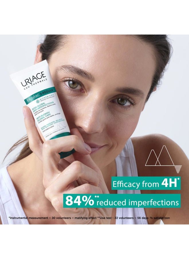 Uriage هايسياك 3-ريجول+ | مرطب للوجه للبشرة الدهنية المعرضة لحب الشباب. التحكم في البثور، البقع، الرؤوس السوداء والعيوب. كريم وجه يومي مع حمض الساليسيليك، AHA والزنك، لبشرة صافية، 1.35 - Image 3