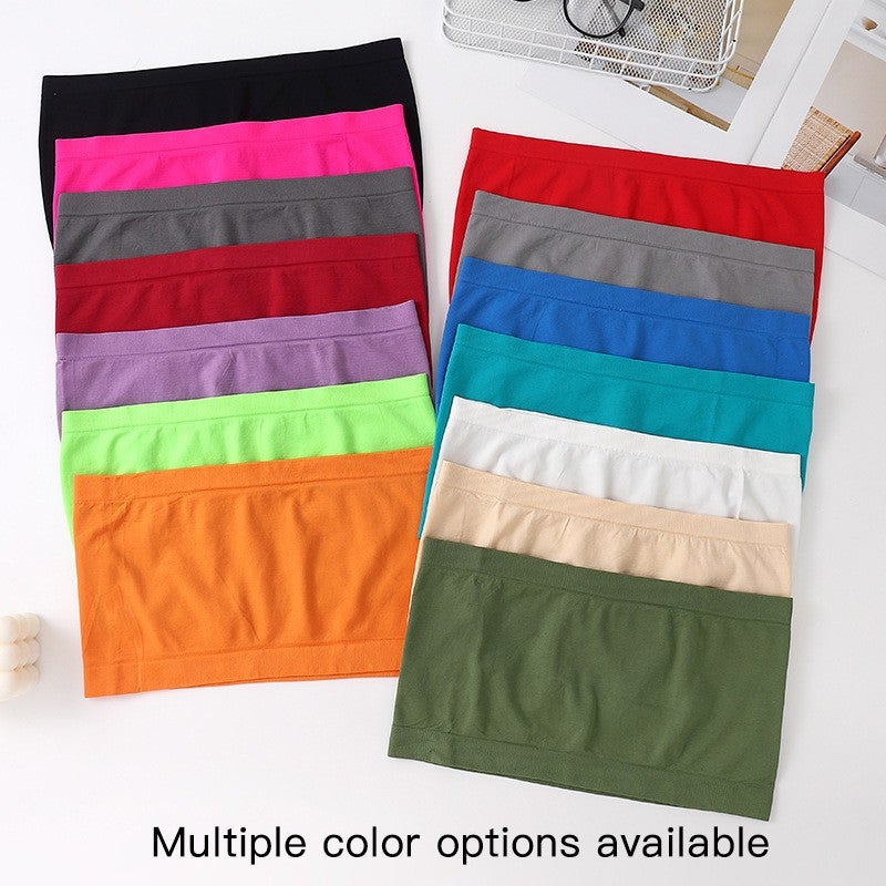 Women's Seamless Tube Top Camisole, Solid Color, Fixed Cup, Anti-Exposure - Image 4