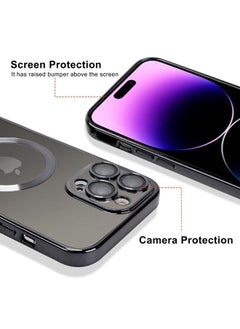 Generic iPhone 15 Pro Max Case with Camera Lens Protector, Protective Case Compatible with Wireless Charging, Anti-Scratch Shockproof Protective Electroplated iPhone 15 Pro Max Case for Women Men - Black  - Image 4