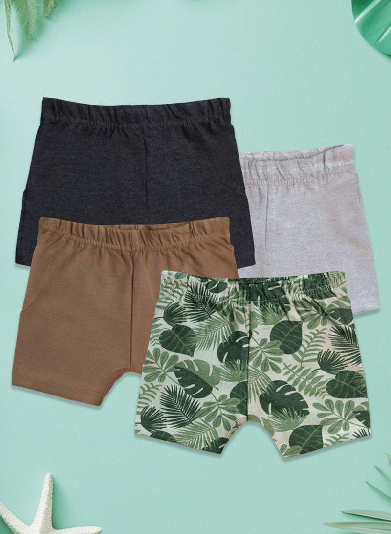 LUAY 100% Organic Cotton Ultra soft fabric Baby Toddler Boys & Girls Shorts Cotton Linen Summer Loose Shorts Combo Pack Elastic Waist Solid Jogger Short Pants  - Image 1