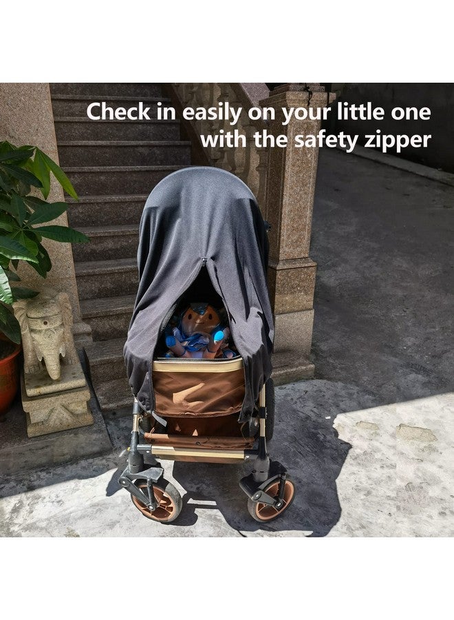 RESTCLOUD ظل الشمس لعربات الأطفال، ظل الشمس والنوم للأشعة فوق البنفسجية مناسب عالميًا لعربات الأطفال، غطاء عربات الأطفال المعتم، قابل للتنفس ويوقف 99% من أشعة الشمس (UPF50+) أسود - Image 4