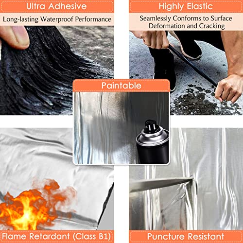 BXI Flashing Roll Tape Membrane, 4 inches X 32 Feet Thick Waterproof Patch Seal Tape, Self-Adhesive SBS Modified Rubberized Asphalt, Deck Seam Joist Leak Sealant for Roof Window Gutter Repair Outdoor - Image 4