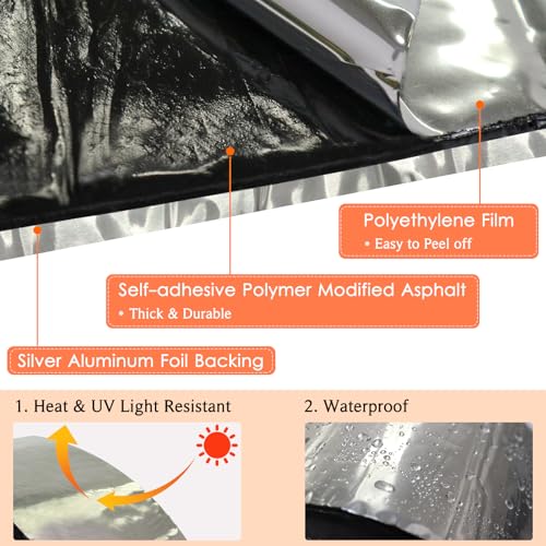 BXI Flashing Roll Tape Membrane, 4 inches X 32 Feet Thick Waterproof Patch Seal Tape, Self-Adhesive SBS Modified Rubberized Asphalt, Deck Seam Joist Leak Sealant for Roof Window Gutter Repair Outdoor - Image 3