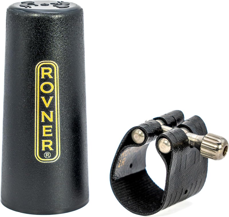 Rovner رباط وغطاء بلاستيكي لآلة الكلارينيت Bb - رباط داكن لقطعة الفم المطاطية الصلبة (1R) - Image 2