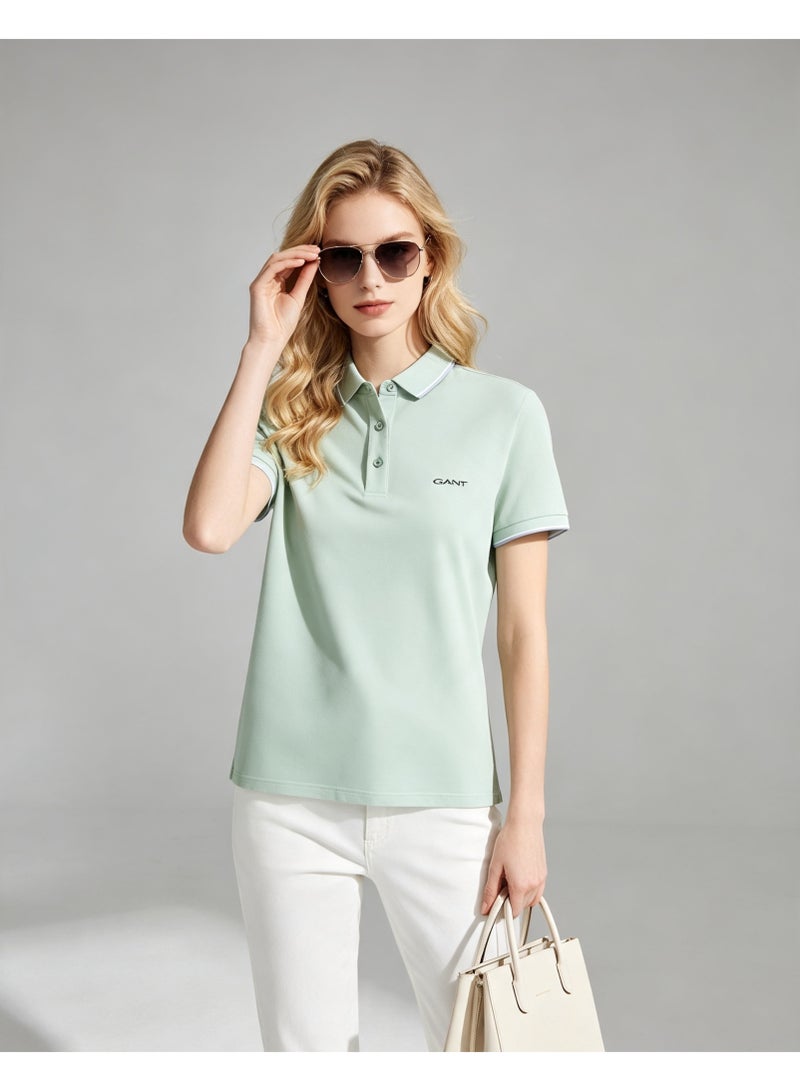GANT Men Short Sleeve Casual Polo Shirt Classic Collar Everyday Office Wear Mint Green - Image 5