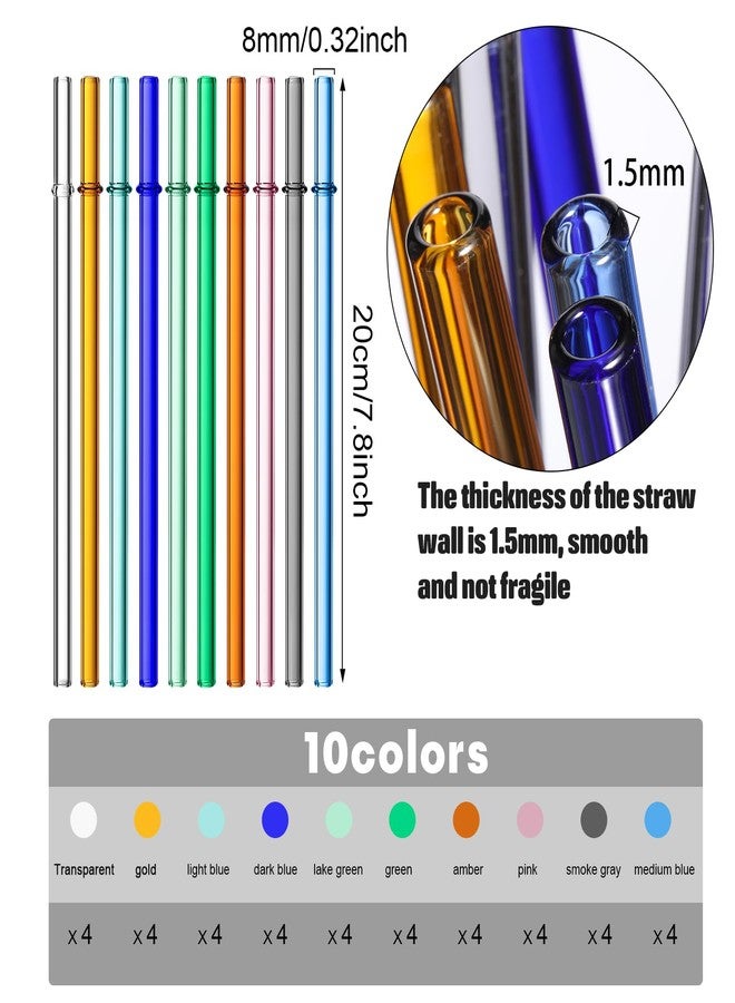 Layhit مجموعة لايهيت من 40 قطعة من شفاطات زجاجية قابلة لإعادة الاستخدام، مقاس 8 بوصات × 8 مم، شفاطات زجاجية ملونة مقاومة للكسر، مناسبة لأكواب سعة 30 أونصة و20 أونصة ومعظم أكواب الشرب الأخرى للعصائر والشاي والقهوة والكوكتيلات. - Image 2