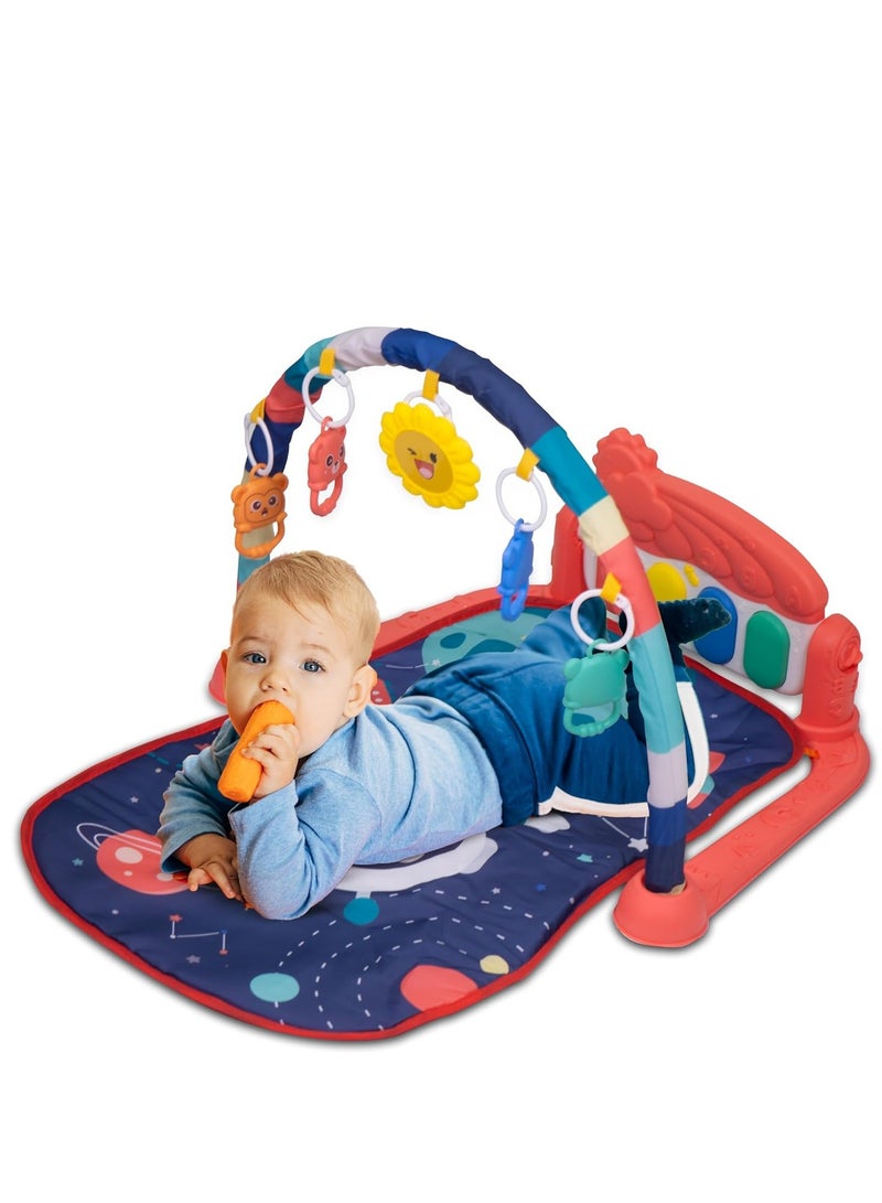 Baybee Kick & Play Piano Playgym for Babies, Activity Play Gym for Baby with Rotating Piano, 5 Hanging Rattle Kids Toys Baby Crawling Mat for Newborn Baby Play Gym for Baby 0 to 12 Month Boy Girl DBL - Image 1