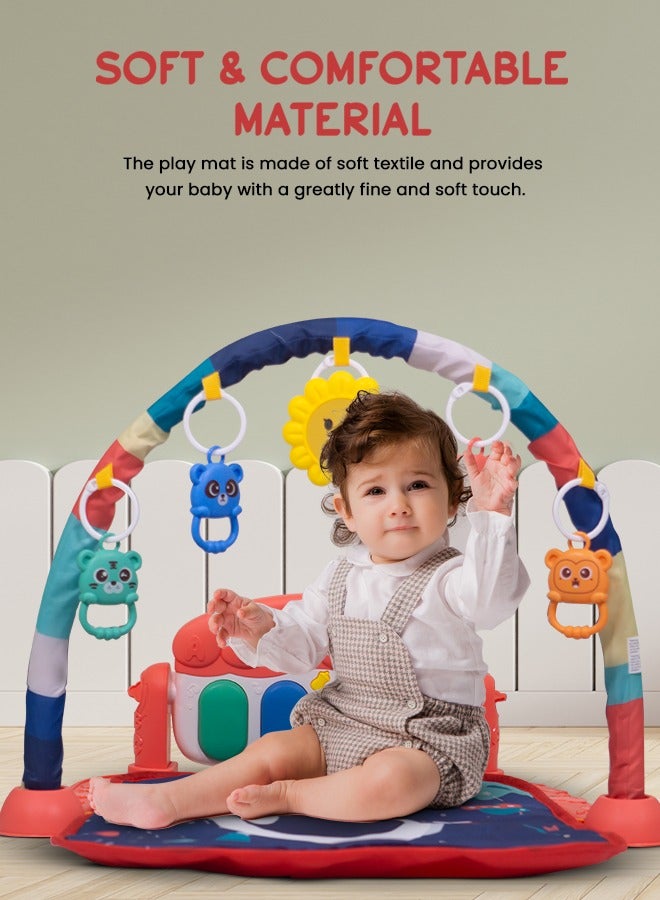 Baybee Kick & Play Piano Playgym for Babies, Activity Play Gym for Baby with Rotating Piano, 5 Hanging Rattle Kids Toys Baby Crawling Mat for Newborn Baby Play Gym for Baby 0 to 12 Month Boy Girl DBL - Image 4