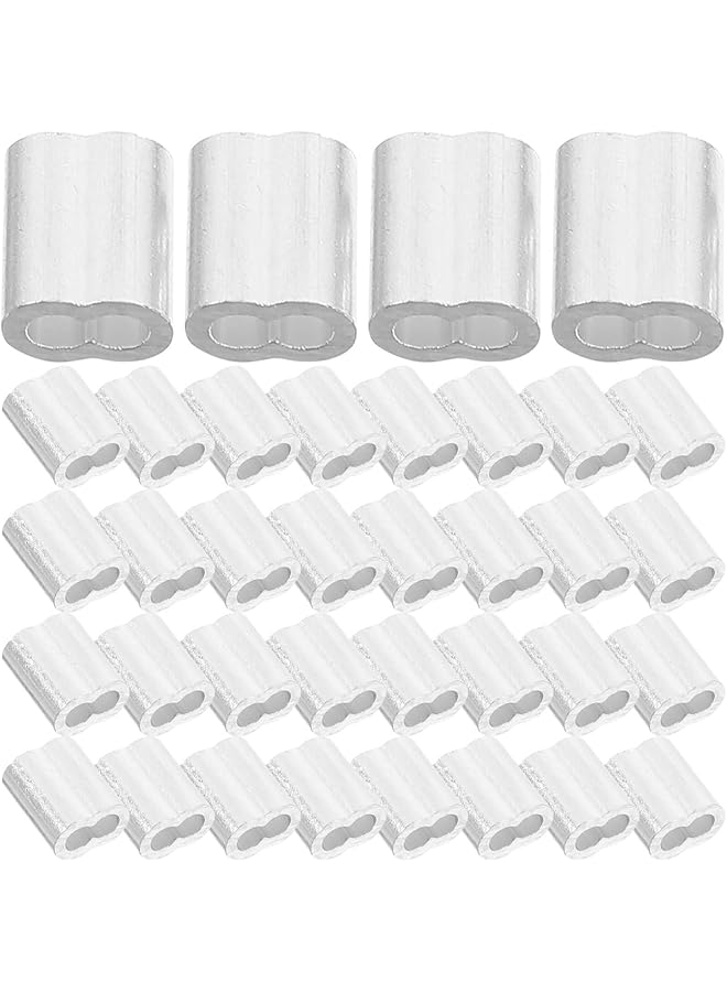 S-TOP 200 Pcs Steel Cable Double Ferrule Clamps Aluminum Crimping Loop Sleeves 0.39 X 0.43 X 0.12 Inch for Wire Rope Cable Management Dog Leashes Clothes Lines - Image 1