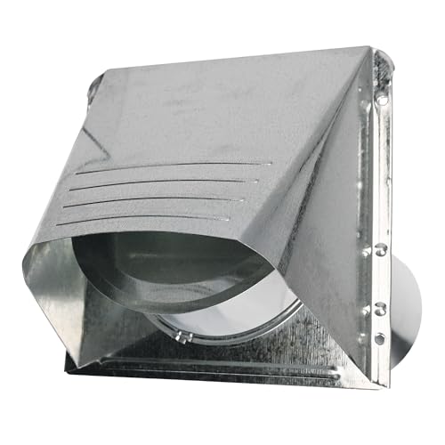 Deflecto Dryer Vent, Wide Mouth Galvanized Vent Hood with Pipe, Silver, 4” (GVH4NR) , GRAY - Image 4