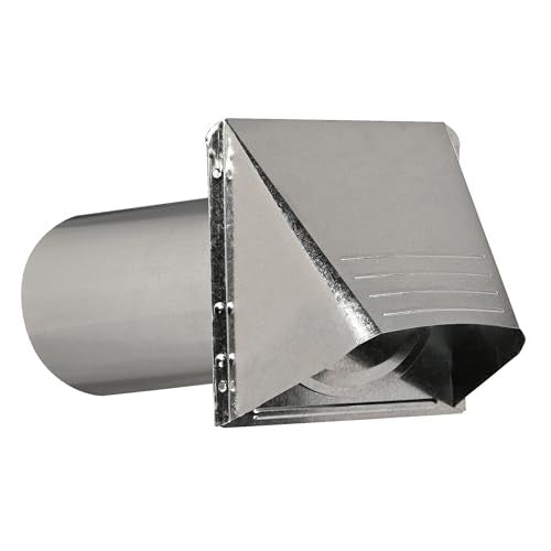 Deflecto Dryer Vent, Wide Mouth Galvanized Vent Hood with Pipe, Silver, 4” (GVH4NR) , GRAY - Image 3