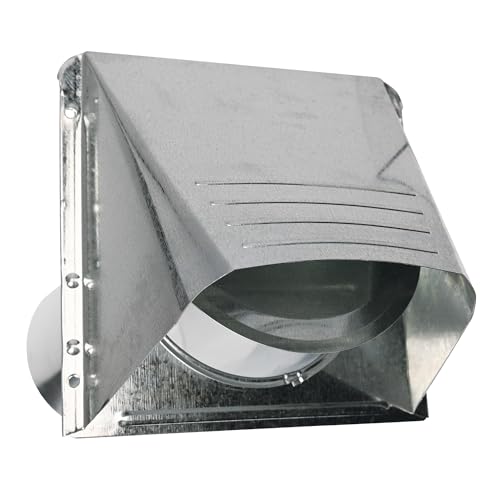 Deflecto Dryer Vent, Wide Mouth Galvanized Vent Hood with Pipe, Silver, 4” (GVH4NR) , GRAY - Image 5