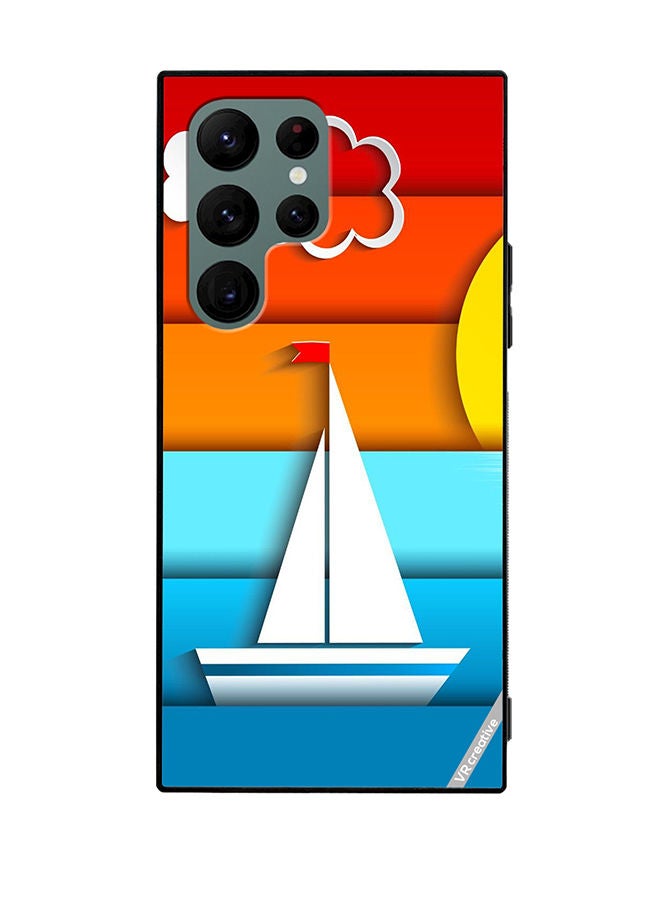 VR CREATIVE Protective Case Cover For Samsung Galaxy S22 Ultra 5G Boat Design Multicolour - Image 1