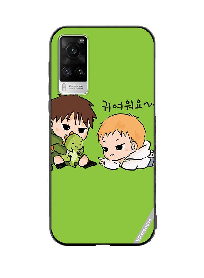 VR CREATIVE Protective Case Cover For Vivo X60 Pro Two Cute Kids Playing With Dino Design Multicolour - Image 1