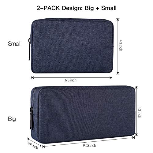imComor 2-Pack Portable Storage Pouch Bag, Universal Electronics Accessories Case Cable Organizer Compatible with Hard Drive, Laptop Mouse, Power Bank, Adapter, Cellphone, Cosmetics (Small+Big-Navy Blue) - Image 2