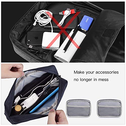 imComor 2-Pack Portable Storage Pouch Bag, Universal Electronics Accessories Case Cable Organizer Compatible with Hard Drive, Laptop Mouse, Power Bank, Adapter, Cellphone, Cosmetics (Small+Big-Navy Blue) - Image 5